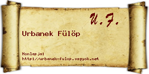 Urbanek Fülöp névjegykártya